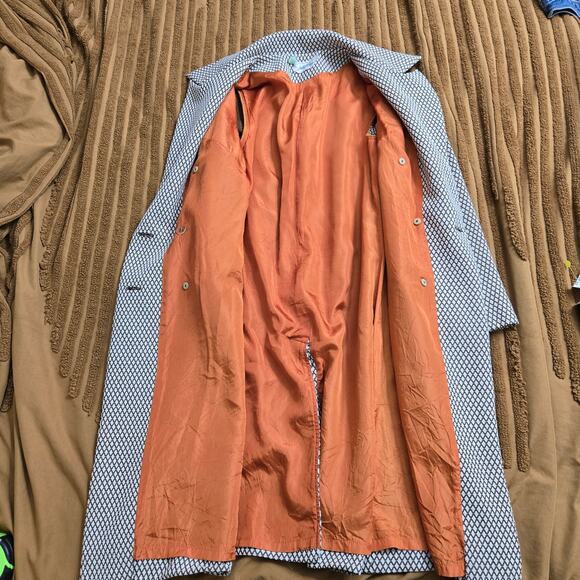 Judy Wayne Womens Vintage 60s Mod Diamond Knit Double Breasted Brown Overcoat 13 - Picture 9 of 12